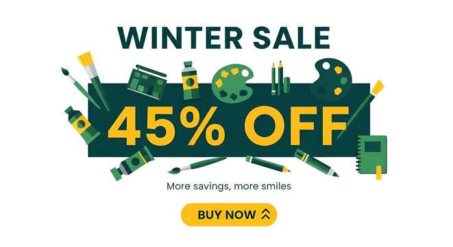 Colorful Winter Sale Banner with Forty Five Percent Discount.