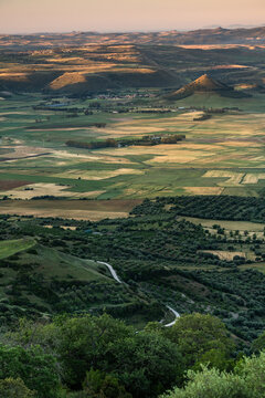 Panoramic Sunrise View from Giara di Gesturi in Sardinia