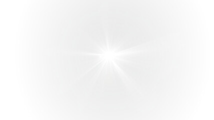 Bright sunlight rays with glowing lens flare, sparkling glitter particles and futuristic spotlight burst on transparent background for luxury stage vector illustration artwork