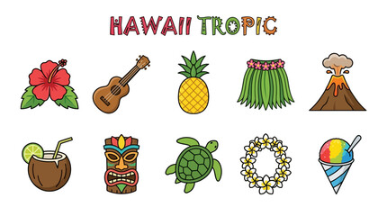 Hawaii Tropic Collection: Tropical Icons and Symbols. © zyaa