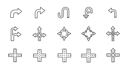 Fototapeta premium Set of various directional arrows and road intersection icons
