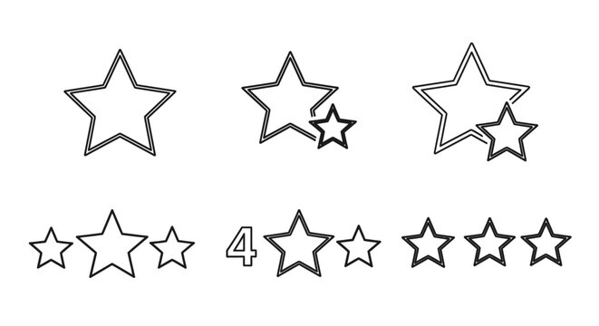 Star icons collection rating ranking and achievement illustrations