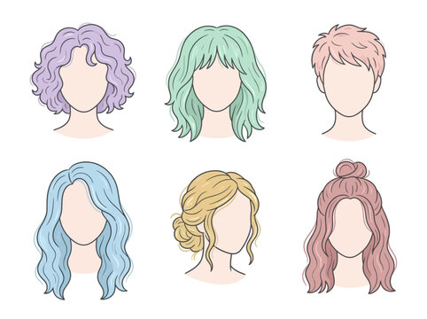 Six people with different hairstyles and colors are illustrated.