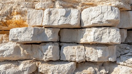Fototapeta premium Elegant Matte Texture of Serene Limestone Blocks Stacked in a Natural Pattern for Background Use