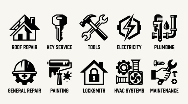 Home Maintenance and Professional Repair Services Vector Elements