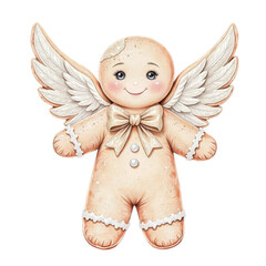 Fototapeta premium Angel Gingerbread Cookie Christmas Clipart PNG
