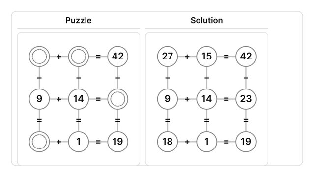 Classroom math puzzle sheet with solutions