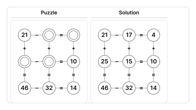 Clean arithmetic logic puzzle with answers