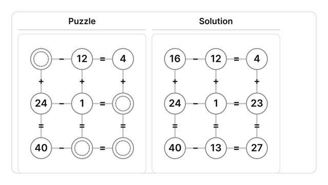 Logic-based math puzzle with answer key