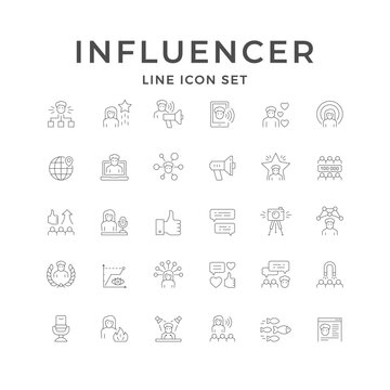 Set line icons of influencer