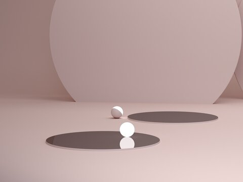 Empty scene with podium and abstract 3D background in soft pastel pink and pink tones. Minimal modern design with smooth texture and delicate lighting. Showcase for cosmetic podium. 