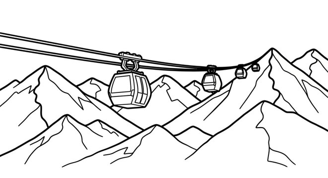 Mountainous Cable Car System with Scenic Alpine Views.