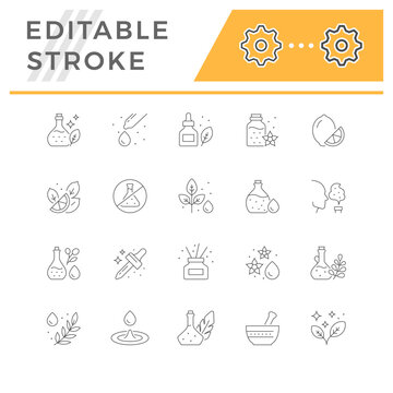 Set line icons of essential oil