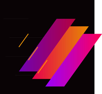 Vibrant abstract geometric illustration representing speed velocity and dynamic forward motion with colorful overlapping diagonal parallelograms.