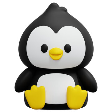 Cute Sitting Black Penguin Baby Doll Toy Character Figure
