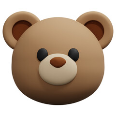 Fototapeta premium Cute Brown Bear Face Baby Toy Character Figure