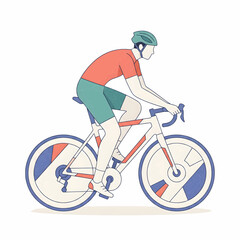Fototapeta premium A Cyclist in Motion, Captured in a Stylized Line Art Illustration