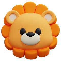 Obraz premium Cute Orange Lion Face Baby Toy Character Figure