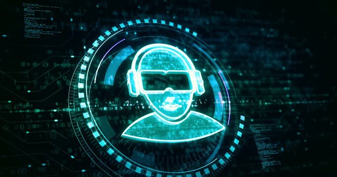 Virtual reality VR symbol digital concept. Cyber technology and computer background abstract 3d.