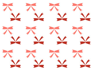 Obraz premium Seamless pattern featuring rows of red and pink bows arranged in a cute repeating design. Perfect for wallpapers, fabric printing, wrapping paper, stationery, gift packaging, scrapbook projects