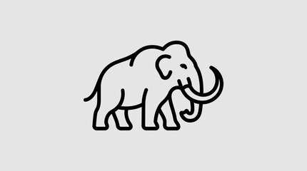 Fototapeta premium Woolly mammoth line art illustration on grey background.