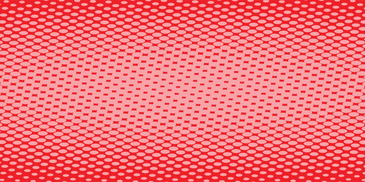 Sebuah tembakan makro kain merah dengan pola bertitik halus bertekstur, dengan titik-titik membentuk pola seragam di permukaan. Detail yang halus dan warna merah yang intens membuatnya ideal 