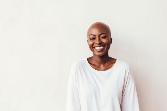 Black woman doing standing yoga smiling adult smile individuality.