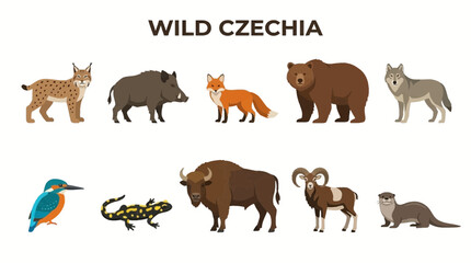 Obraz premium Collection of Wild Animals Found in Czechia.