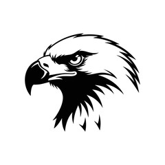 Fototapeta premium Minimalist black and white eagle head mascot logo design.