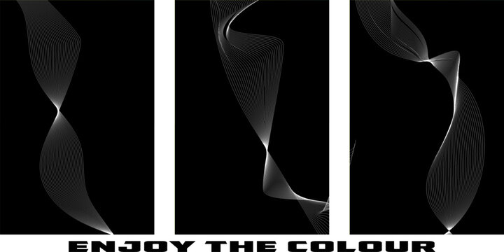 Abstract triptych graphic design with flowing lines and dark background abstract triptych graphics background patterns