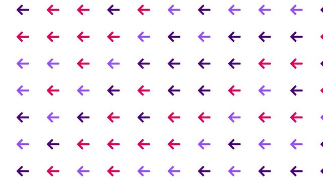 Colorful Left Arrow Icons Grid Pattern on White Background &ndash; Navigation Direction Seamless Loop Motion Graphics