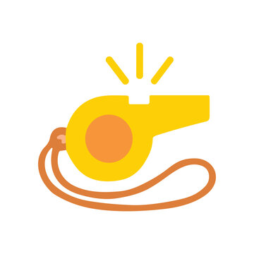 Yellow Whistle with Orange Lanyard Closeup.