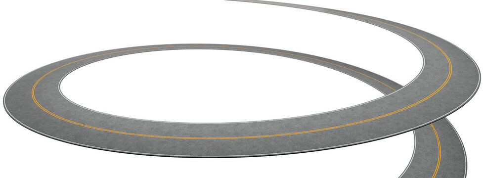 3d rendering curving asphalt highway isolated on transparent background