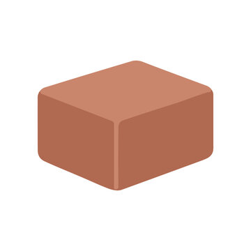 Brown Cube Object Isolated on White.