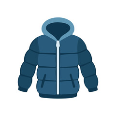 Blue Puffer Jacket with Hood. © daksarupa
