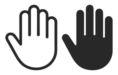 Fototapeta premium Minimalist black and white hand icons representing stop or caution symbol on transparent background