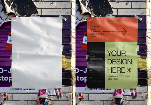 Mockup Of Customizable Poster On Wall