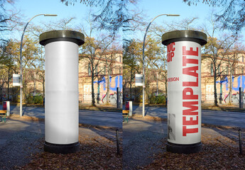 Mockup Of Customizable Circular Poster In City