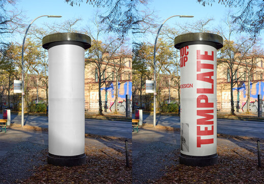 Mockup Of Customizable Circular Poster In City