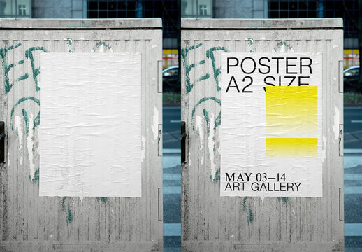 Mockup Of Customizable A2 Poster Pasted To Wall