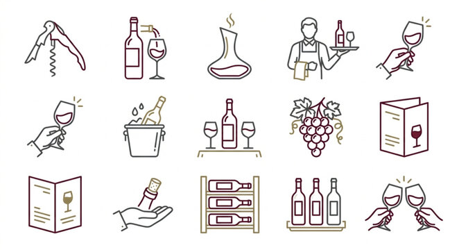 Wine-Themed Icons Collection