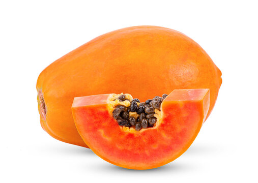 ripe papaya fruit with seeds isolated on transparent png