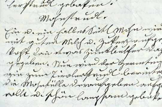 Historical German handwritten manuscript in black ink on aged textured paper with elegant cursive script detail Vintage document archive background Banner poster print design