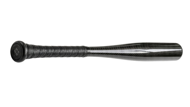 Baseball bat with textured grip and carbon fiber barrel on transparent background