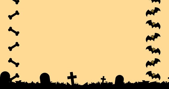 Copy space background animation with halloween decorations