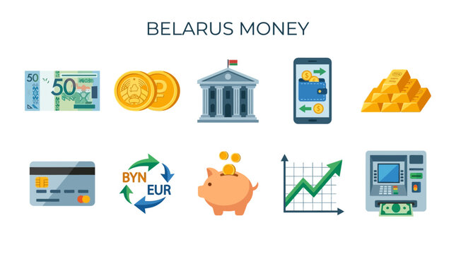 Belarus Money and Finance Icons Set.