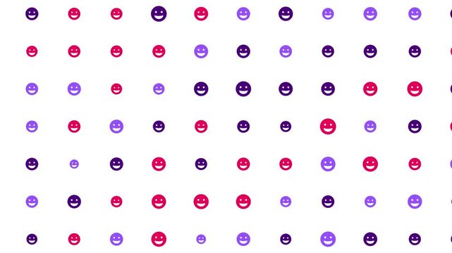 Seamless Smiley Face Pattern Background &ndash; Pink Purple Happy Emotion Motion Graphics Loop
