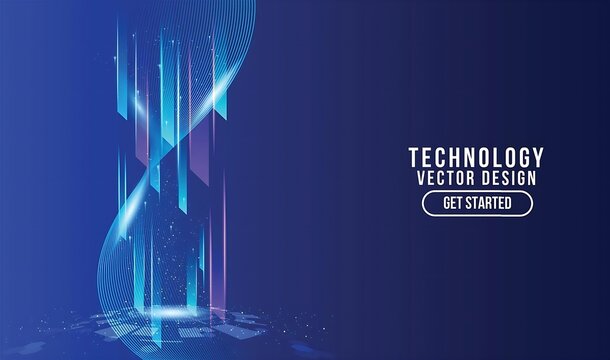 Abstract technology background Hi-tech communication concept, technology, digital business, innovation, science fiction scene vector illustration with copy-space.