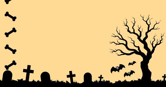 Copy space background animation with halloween decorations