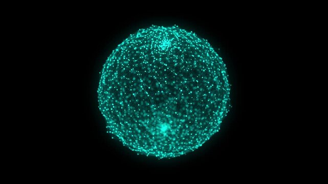 Blue sphere consisting of points and lines. Modern wireframe elements. Technology grid sphere. 3d rendering.